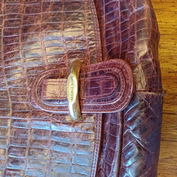 Antonio Scepi Brown Crocodile Leather Saddle Messenger Bsg - Picture 7 of 16